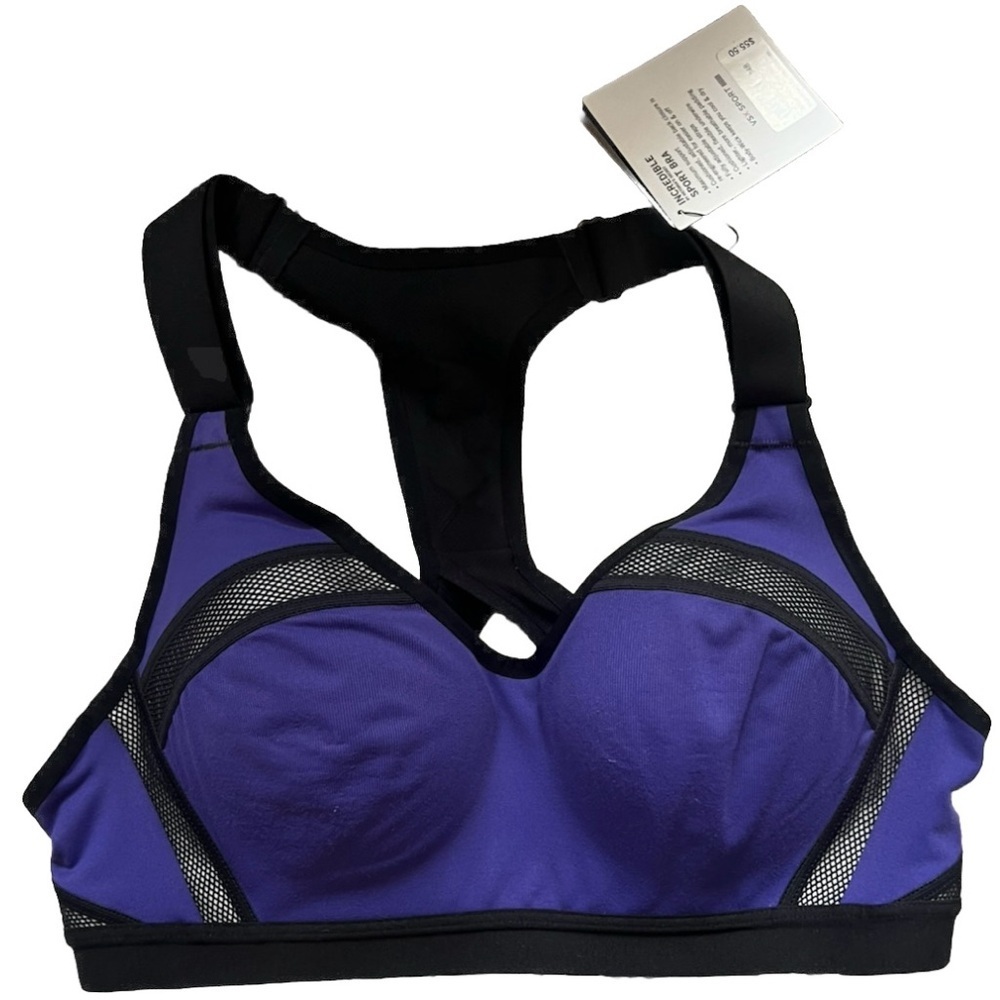 Victoria's Secret Black and Purple Sports Bra NWT 34B - Picture 8 of 9
